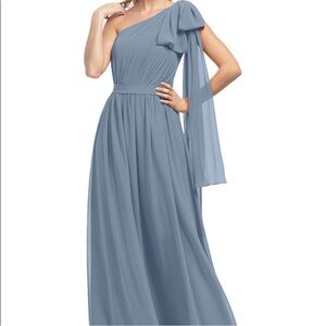 NWT Azazie Naima size 8 dusty blue bridesmaid dress one shoulder customizable